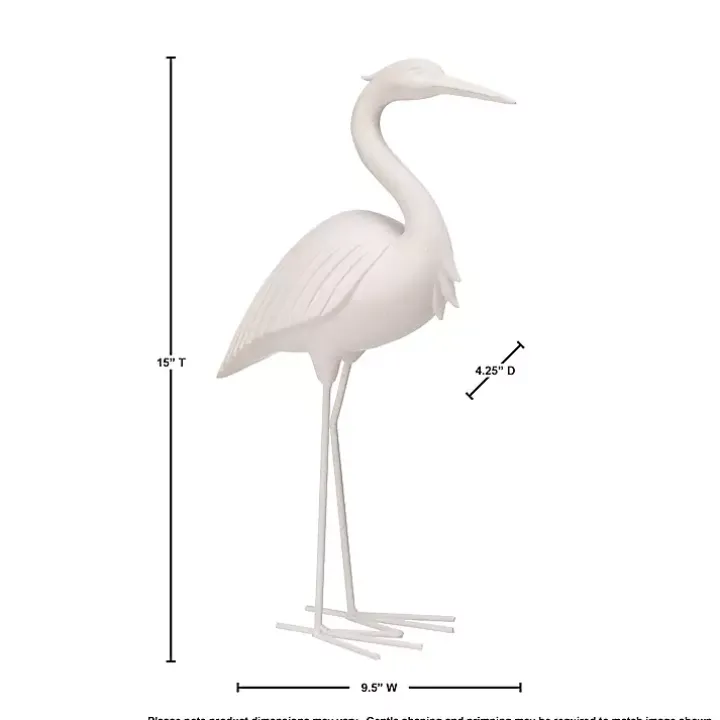 White Standing Egret Statue, 15 in.