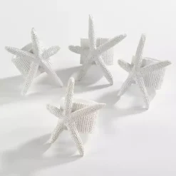 White Starfish Napkin Rings, Set of 4