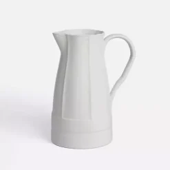White Stoneware Pitcher Vase