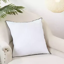 White Stonewashed Stitched Edge Pillow