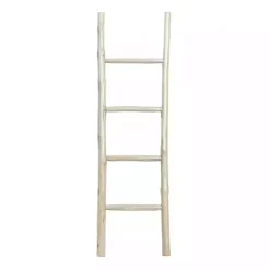 White Teak Wood Leaning Ladder