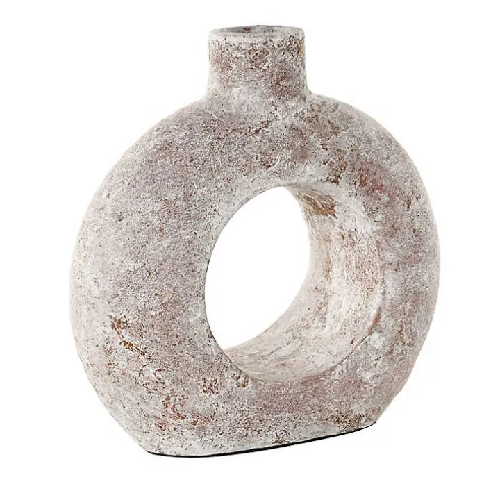 White Terracotta Circular Vase