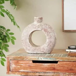 White Terracotta Circular Vase