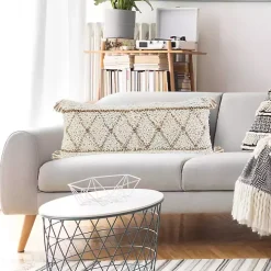 White Textured Diamond Lumbar Pillow