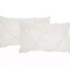 White Tufted Diamond Lumbar Pillows, Set of 2