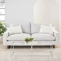 White Tufted Diamond Lumbar Pillows, Set of 2