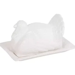 White Turkey Harvest Butter Dish