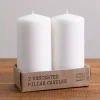 White Unscented Pillar Candles, Set of 2