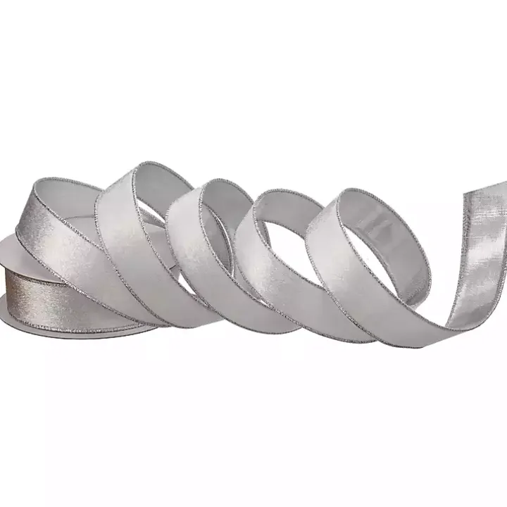 White Velvet and Silver Metallic Christmas Ribbon