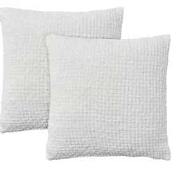 White Waffle Knit Chenille Throw Pillows, Set of 2