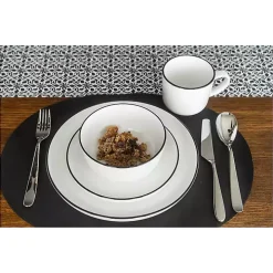 White with Black Rims 16-pc. Dinnerware Set