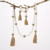 White Wood and Jute Beaded Garlands, Set of 2