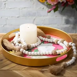 White Wood and Jute Beaded Garlands, Set of 2