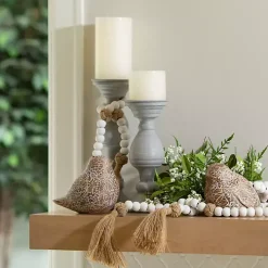 White Wood and Jute Beaded Garlands, Set of 2