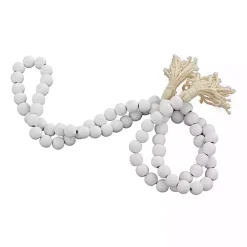 White Wood Beaded Tassel Garland