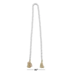 White Wood Beaded Tassel Garland