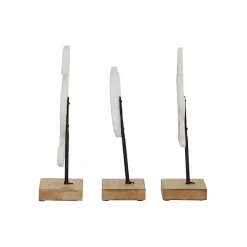 White Wood Sea Creature Statues, Set of 3