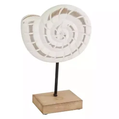 White Wood Sea Creature Statues, Set of 3