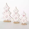White Woodland Snowflake Christmas Trees, Set of 3
