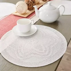 White Woven Round Placemats, Set of 6