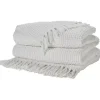 White Woven Waffle Knit Chenille Throw