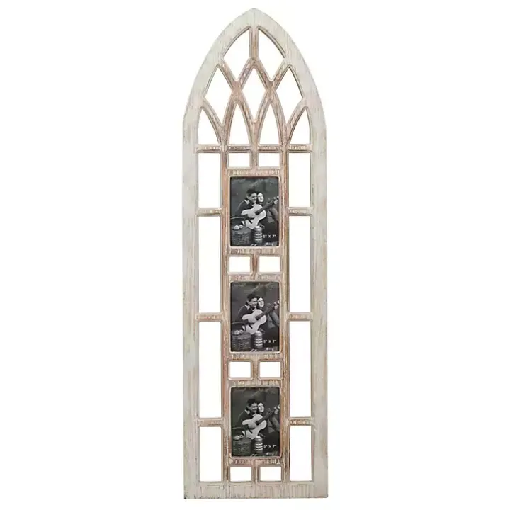 Whitewash Window Arch 3-Opening Collage Frame