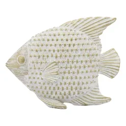 Whitewashed Ceramic Woven Fish Statue