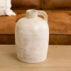 Whitewashed Mango Wood Vase with Handle