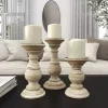 Whitewashed Rustic 3-pc. Candle Holder Set