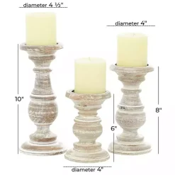 Whitewashed Rustic 3-pc. Candle Holder Set