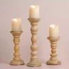 Whitewashed Spindle Pillar Candle Holder, 8 in.