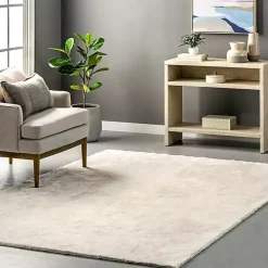 Whitlow Cream Shag Washable Area Rug, 5x8