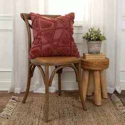 Wine Geo Tufted Throw Pillow