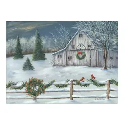 Winter Barn Landscape Canvas Art Print