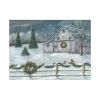 Winter Christmas Barn Canvas Art Print, 32x24 in.