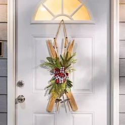 Winter Greenery Ski Wall Plaque