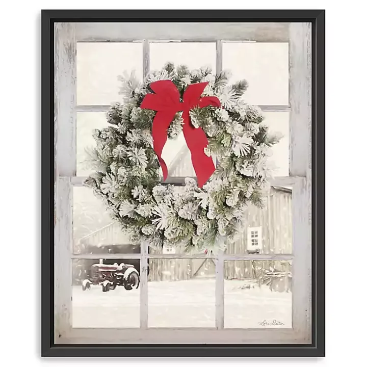 Winter Window View Framed Canvas Art Print, 26x34