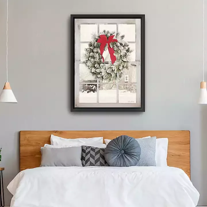 Winter Window View Framed Canvas Art Print, 32x42