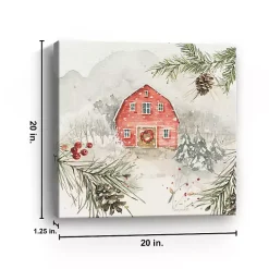 Wintery Pineberry Barn Canvas Art Print