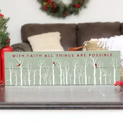 With Faith Cardinals Wall Plaque