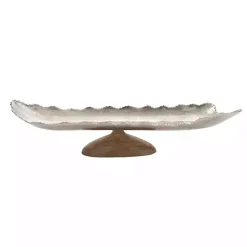 Wood and Metal Scalloped Rim Tray