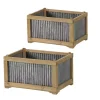 Wood Planters with Galvanized Sides, Set of 2
