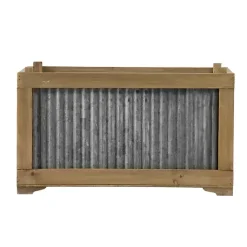 Wood Planters with Galvanized Sides, Set of 2
