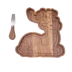 Wood Reindeer Serving Board with Spreader