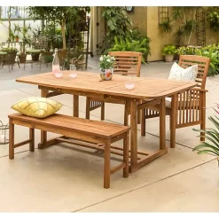 Wood Slat Back 4-pc. Outdoor Dining Set