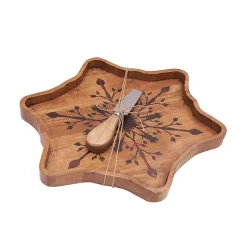 Wood Snowflake Serving Board with Spreader
