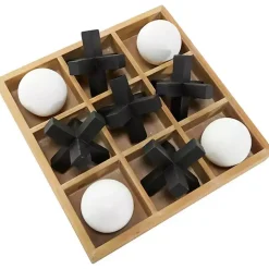 Wooden Black & White 3D Tic Tac Toe Set