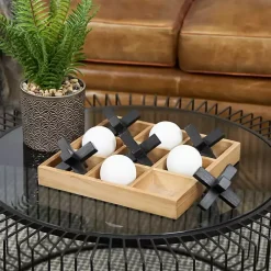 Wooden Black & White 3D Tic Tac Toe Set