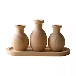 Wooden Bud Vases on Tray
