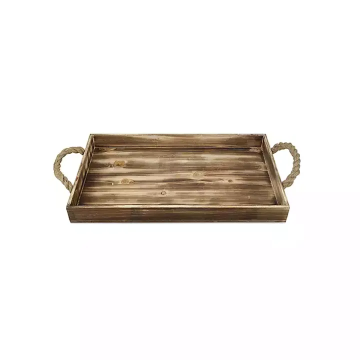Wooden Tray with Rope Handles